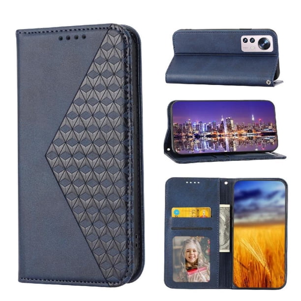 Funda Flip FOXDOCK para Xiaomi 12T , Estilo Billetera con Diseño Rombo, Correa de Mano y Soporte, Uso Diario