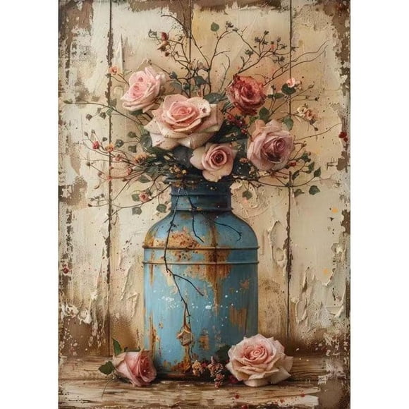 Kit de Pintura por Números OJTOYART 41x51 cm Jarrón de Rosas