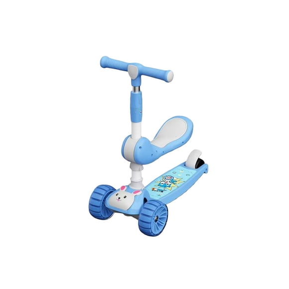 Scooter Monopatin con Luces y Asiento Ajustable Conejito Celeste