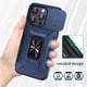 thumbnail image 4 of Funda Armada para iPhone 15 Pro Max con Tapa Deslizante y Soporte Magnético Giratorio Azul, 4 of 5