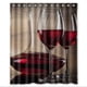 thumbnail image 1 of Cortina de ducha con diseño de copa de vino tinto y ganchos, tamaño 60 x 72 pulgadas, 1 of 3