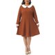 thumbnail image 1 of Agnes Orinda Disfraces de Halloween Vestido de Mujer Talla Grande Cuello Peter Pan Manga Larga Otoño Invierno Vestido Midi Línea A 2X Caramelo, 1 of 5