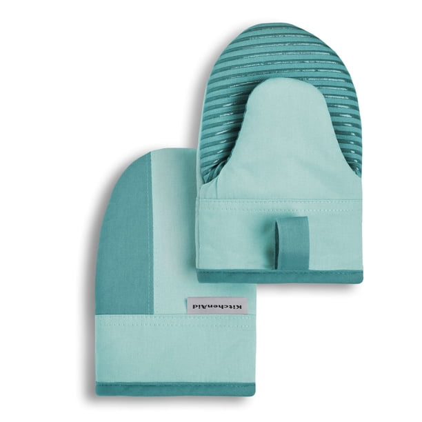 Juego de guantes de cocina KitchenAid Beacon, bicolor, antideslizantes, color Aqua Sky