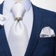 thumbnail image 3 of Corbata Hombre Seda En Caja + Anillo Dorado, Paño Y Colleras blanco Talla Única, 3 of 3