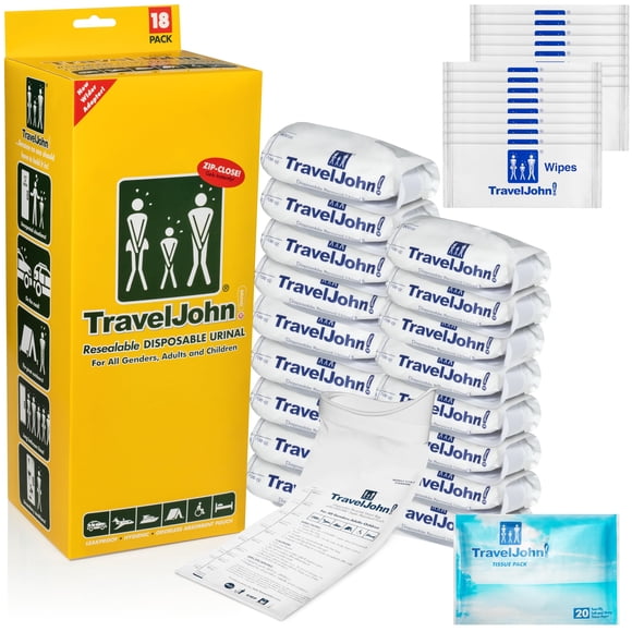 Urinario desechable TravelJohn TJ1N-C 800 ml (paquete de 18)