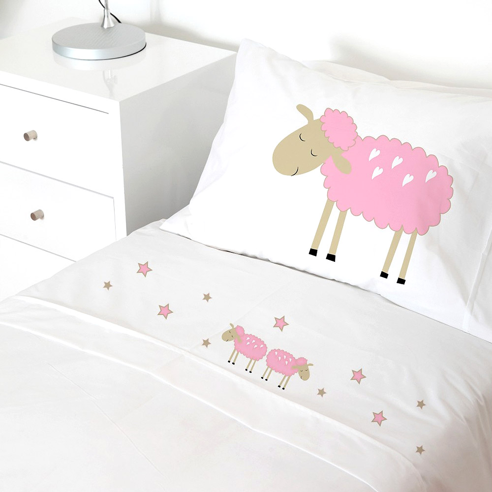 Tuyo Print - Juego De Sábanas Transición Ovejita Rosada