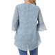 thumbnail image 3 of INSPIRE CHIC Blusas asimétricas de mujer con estampado floral, cuello redondo, blusa de gasa, camisa asimétrica, manga 3/4 acampanada, tops casuales de verano XL gris azul, 3 of 6