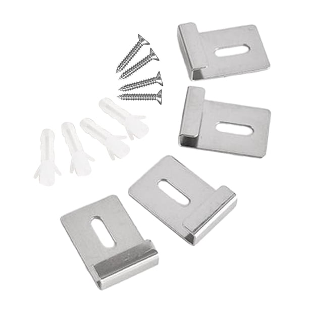 4x Kits de Clips de soporte para espejo, Kits de suspensión de espejo para montaje en pared con accesorios, Clips de retención pesados para exhibición Plata L
