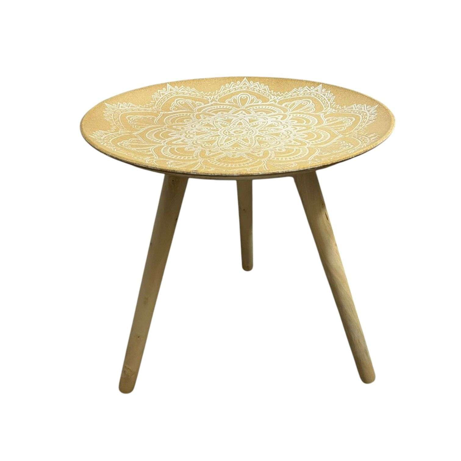 Oem - Mesa Lateral Dorada Mesa De Centro Decoracion Mandala B 30cm