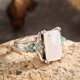 thumbnail image 1 of 1pc Elegant Square White Opal Ring with Antique Silver Finish, 1 of 5