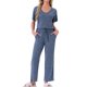 thumbnail image 1 of INSPIRE CHIC Conjunto de Pijama para Mujer de Punto Acanalado con Manga Corta, Parte Superior con Abertura Lateral y Pantalones, Conjunto de Dos Piezas para Estar en Casa con Bolsillos M Azul, 1 of 5