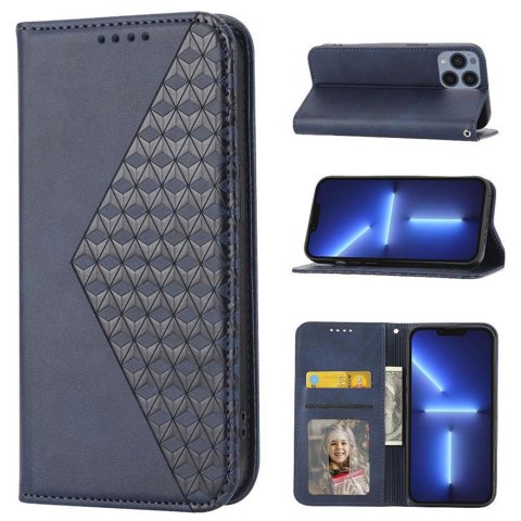 Funda Flip Foxdock Para Iphone 14 Plus , Estilo Billetera Con Diseño Rombo, Correa De Mano Y Soporte, Uso Diario