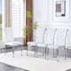 thumbnail image 3 of Set of 2,Retro alligator skin Upholstered dining chairs,with Crystal buckle design and Faux Leather design,a touch of elegance and mystery to the dining area,Electroplated metal legs, 3 of 3