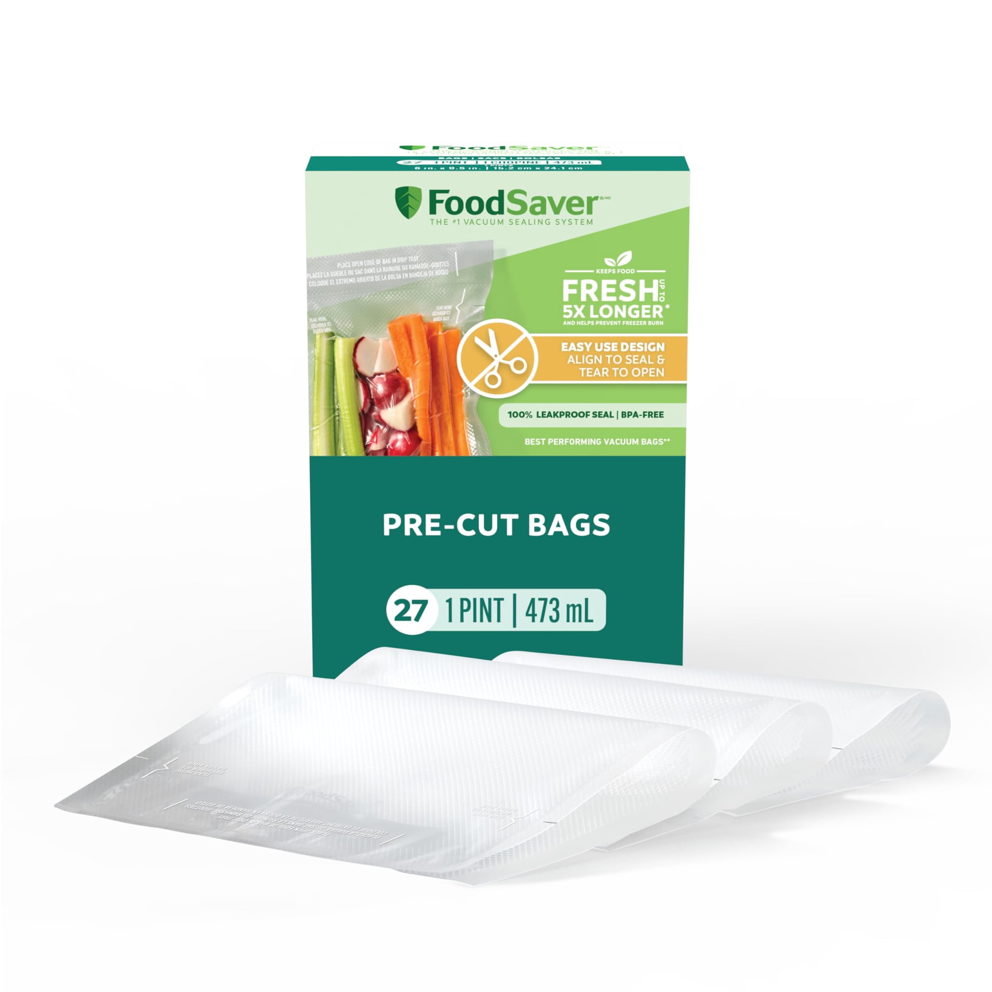 Bolsas Selladas Al Vacío Foodsaver Pint Precortadas, Paquete De 27