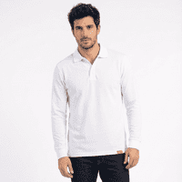 T-World - Polera Hombre Piqué Manga Larga Premium 60/40 Ideal Para Bordar Blanca