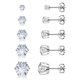 thumbnail image 1 of Pendientes Augell 925 de Plata con Circonio Cúbico, 5 pares (3‑7 mm), 1 of 7