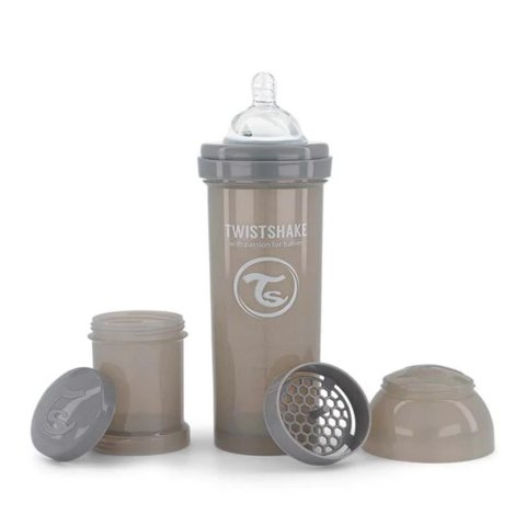 Twistshake - Botella Gris Anticólico De 330 Ml +4 M