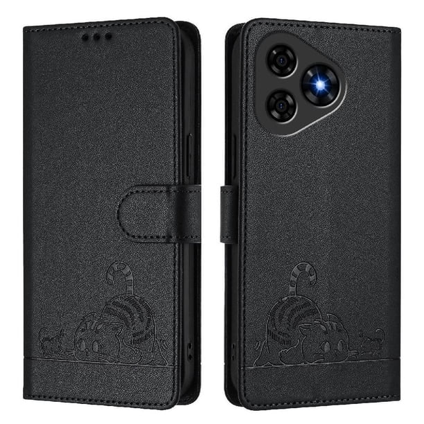 Funda tipo cartera FOXDOCK para Ulefone Note 19 con soporte, ranuras, RFID, diseño de gato