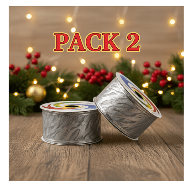 Pack 2 Cintas De Navidad Diseños Varios Copos Nieve Navidad 2025
