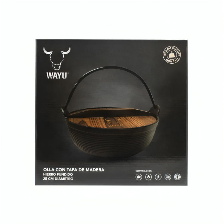 Wayu - Olla Con Tapa De Madera Iron Cast