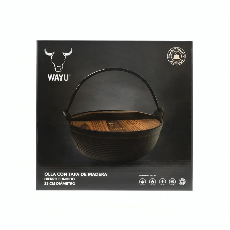Wayu - Olla Con Tapa De Madera Iron Cast