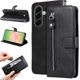 thumbnail image 1 of Funda tipo cartera para Samsung Galaxy A57 con bolsillo con cremallera y ranuras para tarjetas – Función de soporte Negro, 1 of 5
