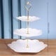 thumbnail image 3 of Soporte para cupcakes de 3 niveles, soporte para postres, bandejas para galletas, bandeja de plástico para servir postres para fiestas de cumpleaños en casa, color blanco, 3 of 5