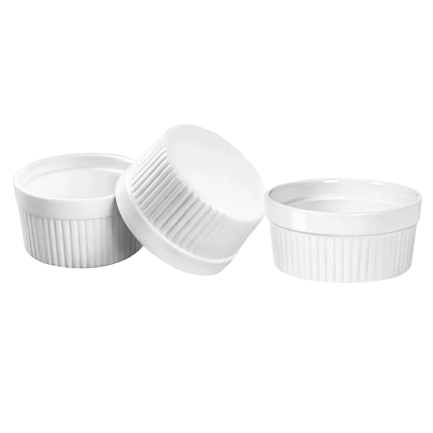 Genérico - Set 3 Pocillos Ramekin Ceramica Blanco 6cm Cocina Horno