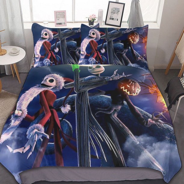 The Nightmare Before Christmas 3 Pcs Bed Breathable Duvet Cover Soft All Seasons Bedding Set