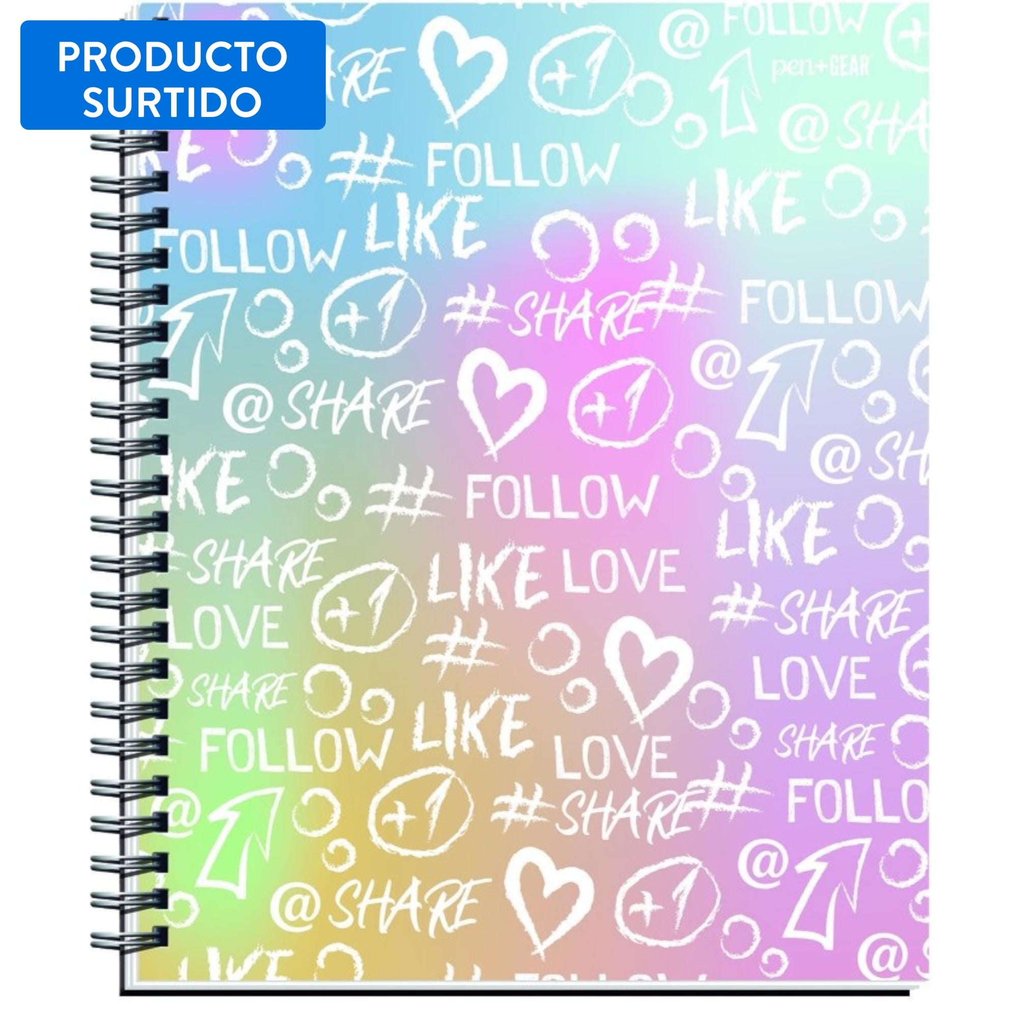 Cuaderno Universitario Hashtag 100 Hojas, Color Surtido 1 Un Pen&Gear