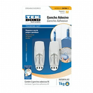 Ganchos Adhesivos Plástico Metal Zafira Blanco Individual - 1Kg 2Un. - Tekbond