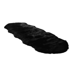 Genérico - Alfombra Peluda Bajada Cama 180X60Cm Negra