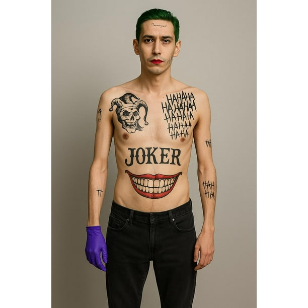Tatuaje Temporal Cosplay Joker Guasón Versión multicolor Lider