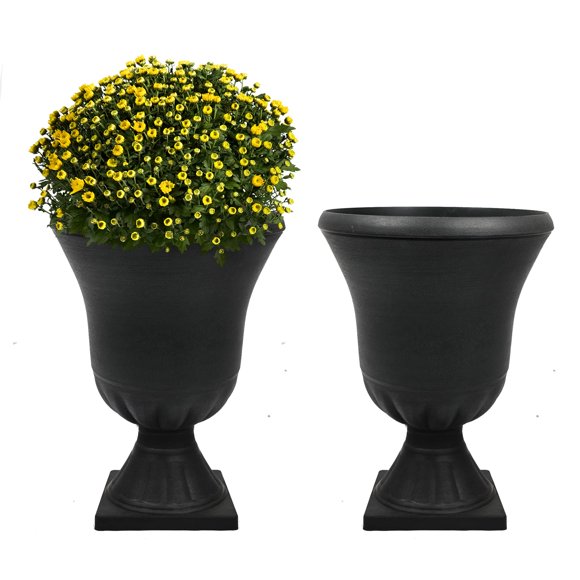 Urna clásica de resina negra Planter Worth, paquete de 2 unidades, 38 x 38 cm