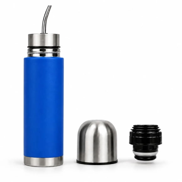 Termo Mate Acero Inoxidable Autocebante 2 en 1 Tawo 750 Ml Hermetico Antiderrame - Azul