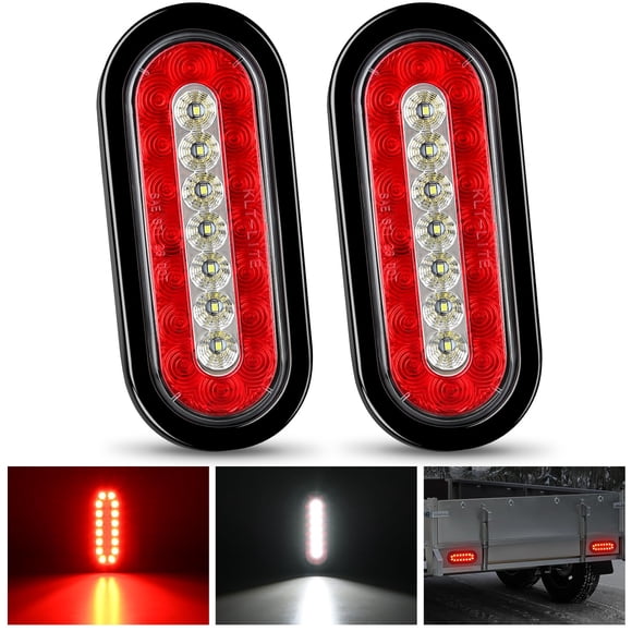 Luces traseras para remolque Nilight, 6 pulgadas, ovaladas, rojas y blancas, 23 LED
