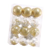 Magideal - Juego De 24 Adornos Navideños Con Forma De Bola, Adornos Decorativos Para Manualidades, Adornos Para Árboles De Navidad Para Fiestas Al Aire Libre Y Oro Claro