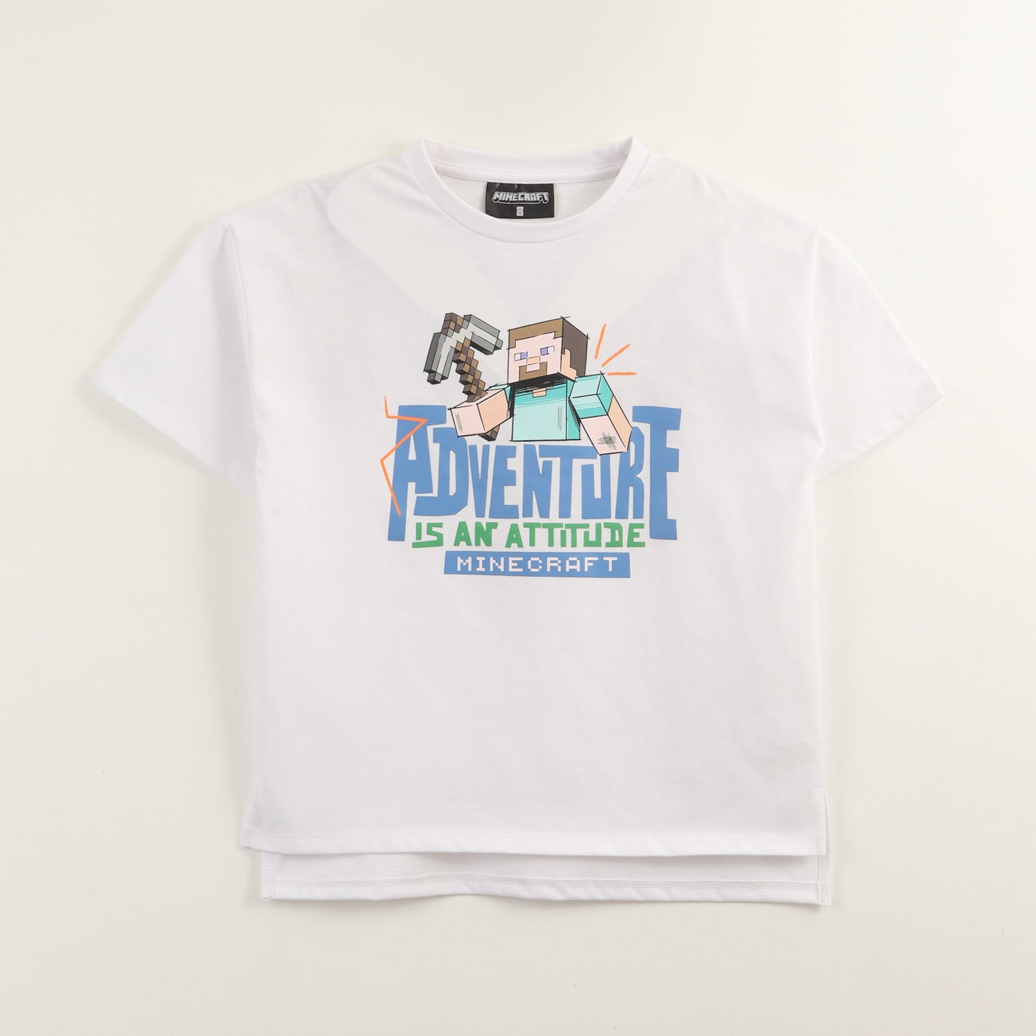 Polera Manga Corta Niño Adventure Blanco Minecraft
