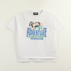 Polera Manga Corta Niño Adventure Blanco Minecraft