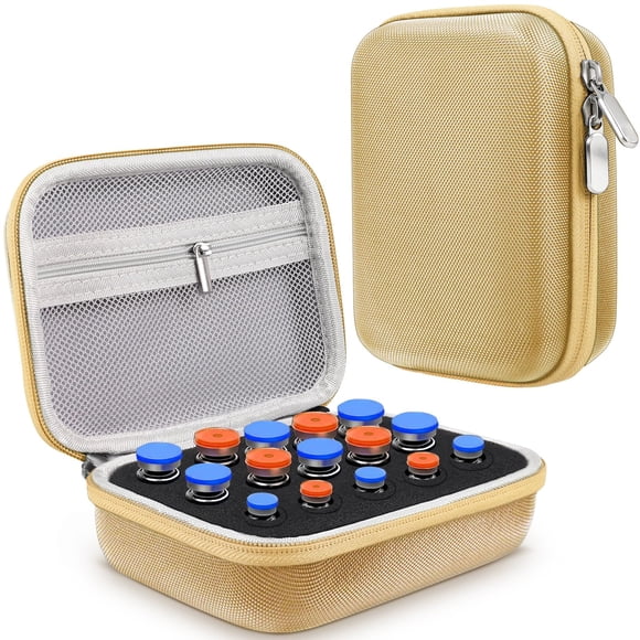 Estuche CozyNuukee de 15 compartimentos para viales de péptido y viales de insulina dorado
