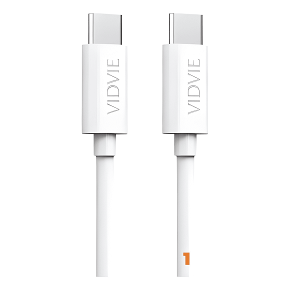 Cable vidvie carga rápida 100w 5a USB-C a USB-C 1m Blanco