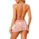 thumbnail image 3 of INSPIRE CHIC Conjunto de Cobertura de Ganchillo Bohemio para Mujer, Top sin Mangas con Aberturas y Mini Falda a Juego para Vacaciones en la Playa M Rosa, 3 of 6