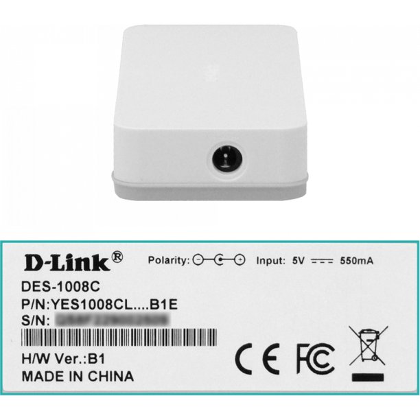 DES-1008C Switch de Escritorio D-LINK 8 Puertos 100Mbps No Administrable No Montable en Rack Incluye Adaptador 5V/0,5A Fabricado en Taiwán