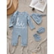 thumbnail image 4 of Infant Casual Outfit - "Hi I'm New Here" Long Sleeve Romper & Hat & Gloves Baby Boys And Girls 4pcs Set Clothes, 4 of 5