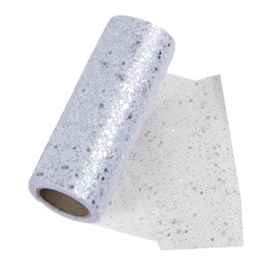 Bothyi - Tul Con Purpurina De 10 Yardas Para Decoración De Aniversario Hecha A Mano, Embalaje En Caja De Regalo, Color Blanco