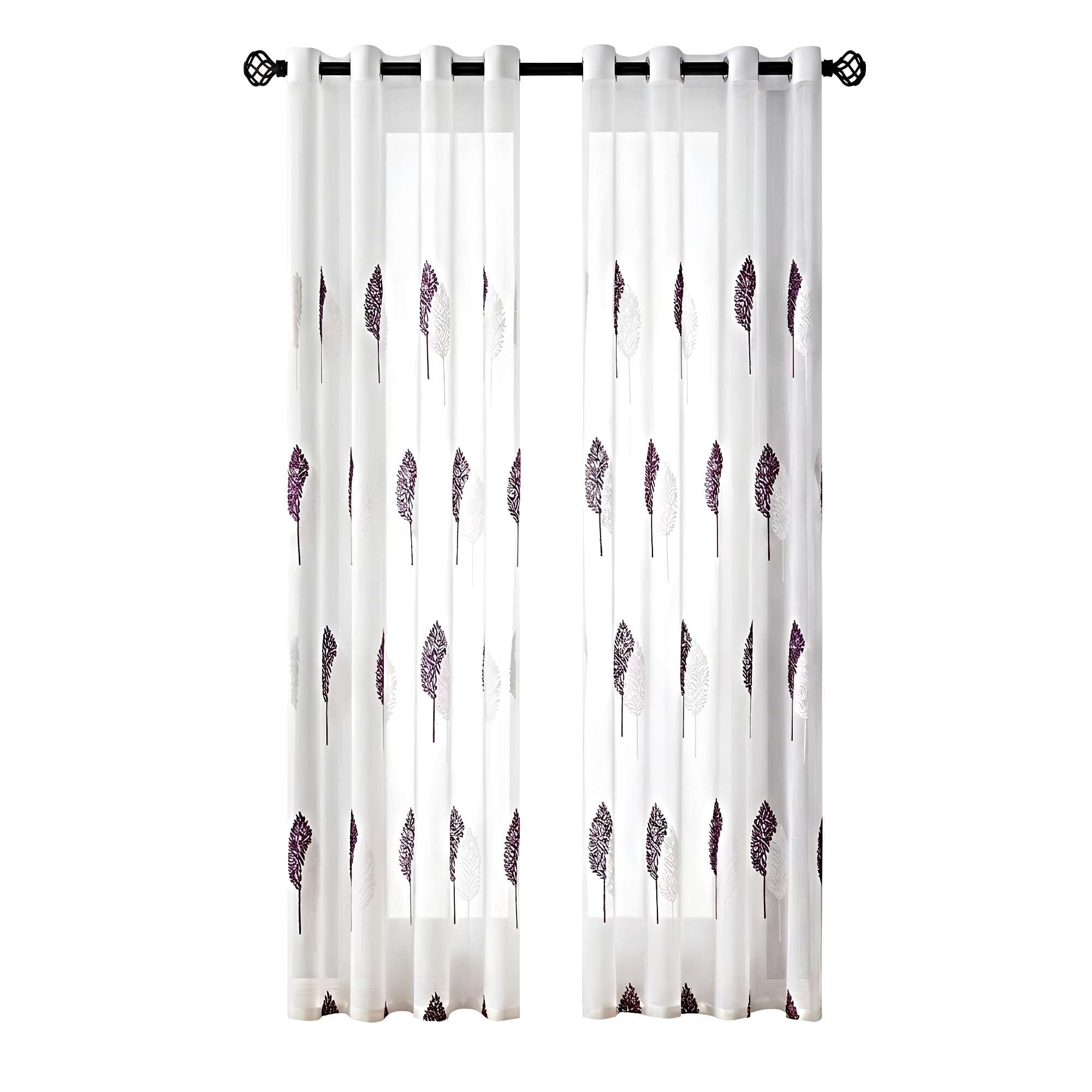 Genérico - Pack De 2 Cortinas Tipo Visillo Con Bordado De Alta Definición 02