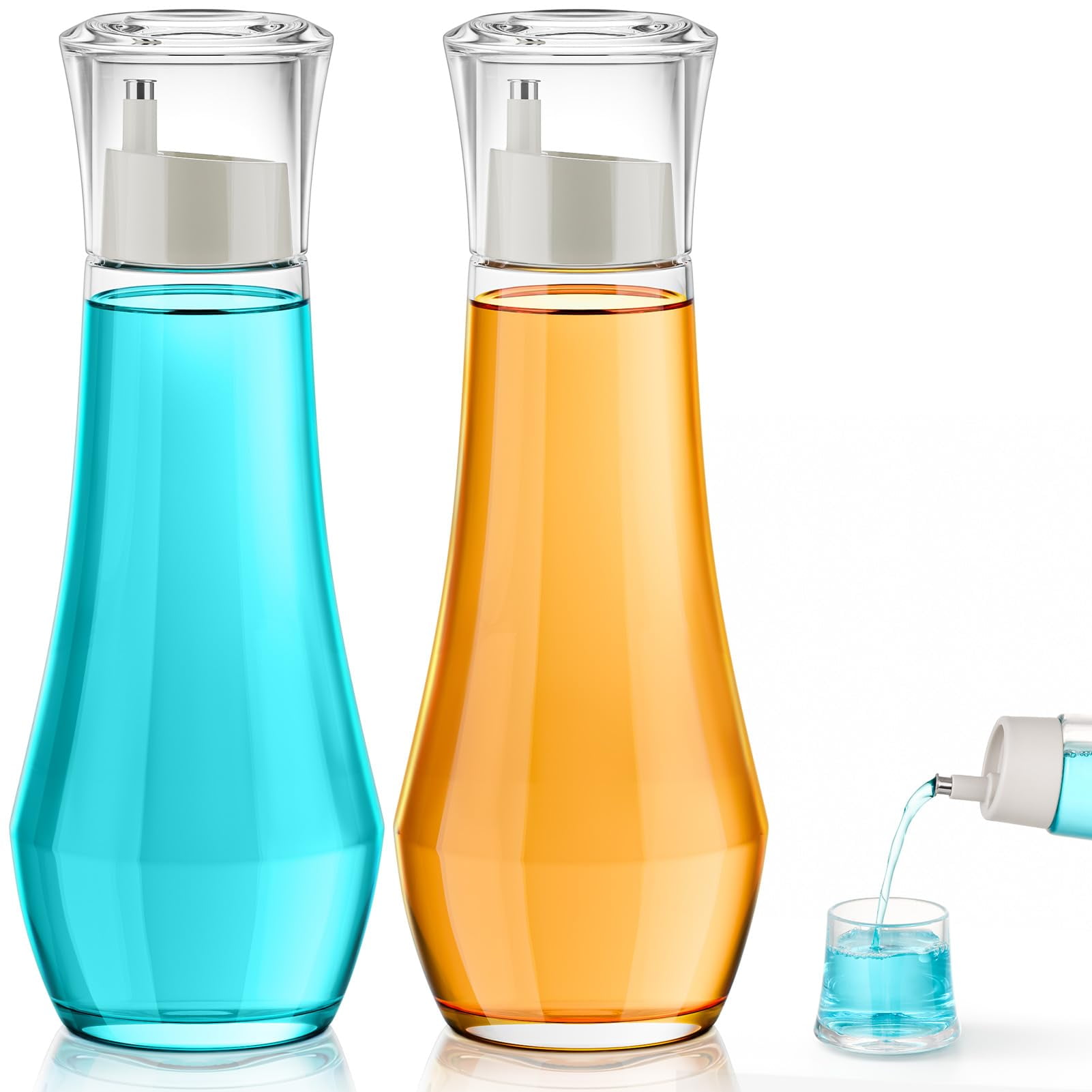 Dispensador De Enjuague Bucal De Vidrio Vitviti 260 Ml Con Vaso Con Tapa, Juego De 2