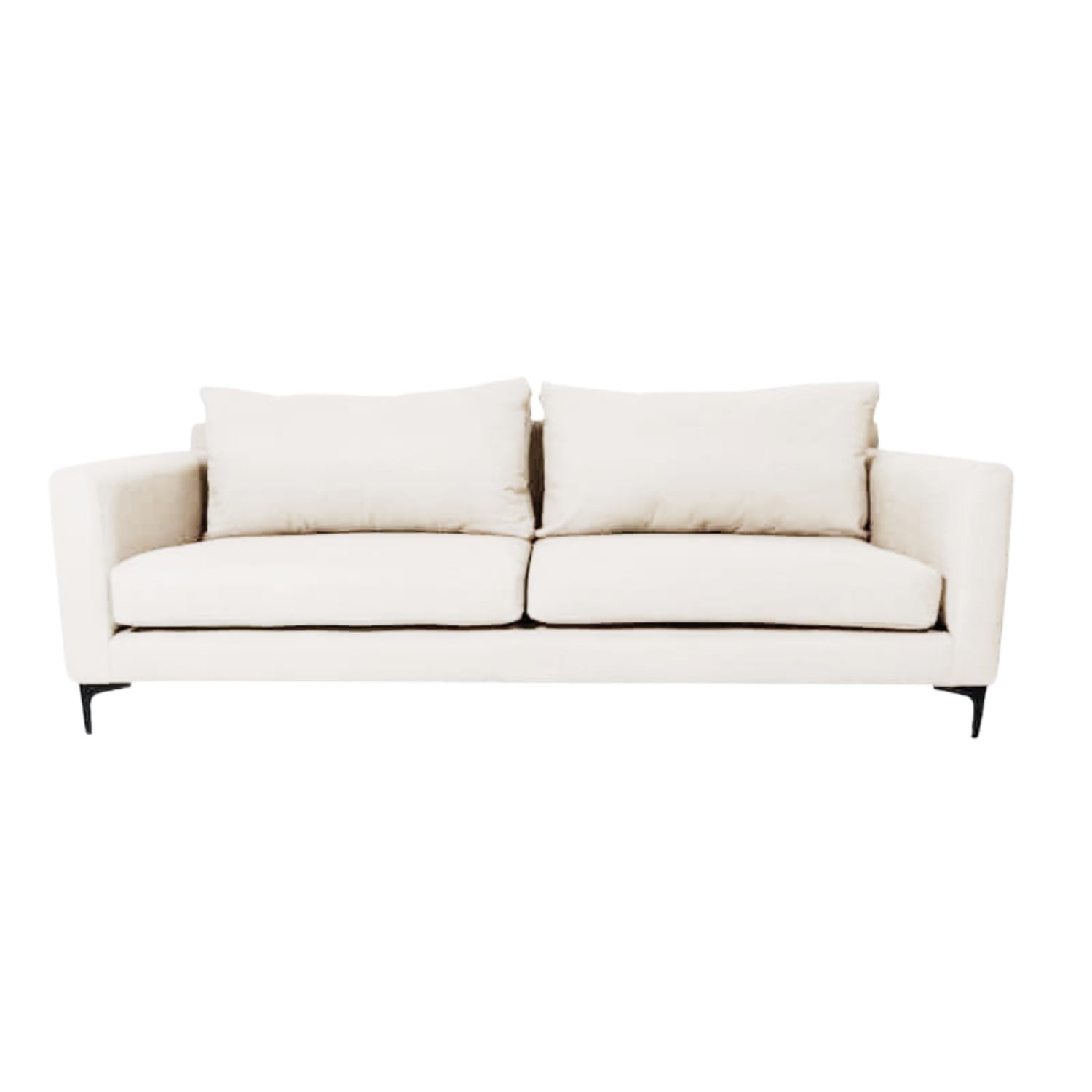 Induhome - Sofa Elena 2 Cuerpos Felpa Crema