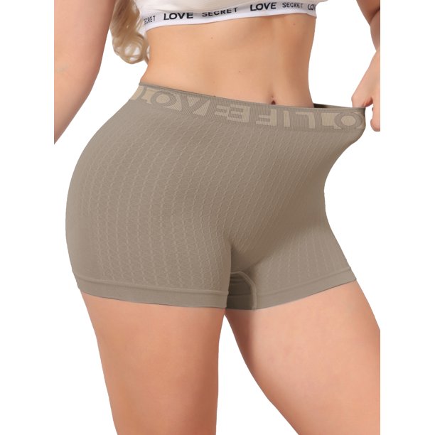 INSPIRE CHIC Bragas de Mujer de Cintura Alta Sin Costuras con Banda de Letras en la Cintura Control de Abdomen Panties Elásticos S Marrón