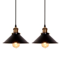 Juego De 2 Lámparas Colgantes Newrays Retro De Hierro Negro Ajustables